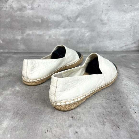 Tory Burch Leather Cap Toe Espadrille Flats White/Black Size 7 main image 3